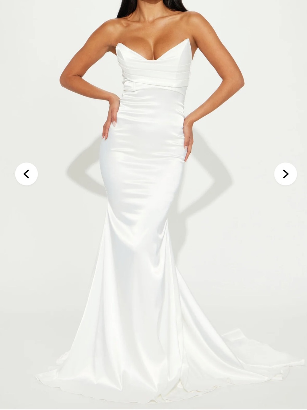 Fashion Nova White Strapless Satin Mermaid Bridal Gown